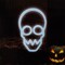 10" White Neon Skull Light Stake with Timer – Halloween Yard Décor